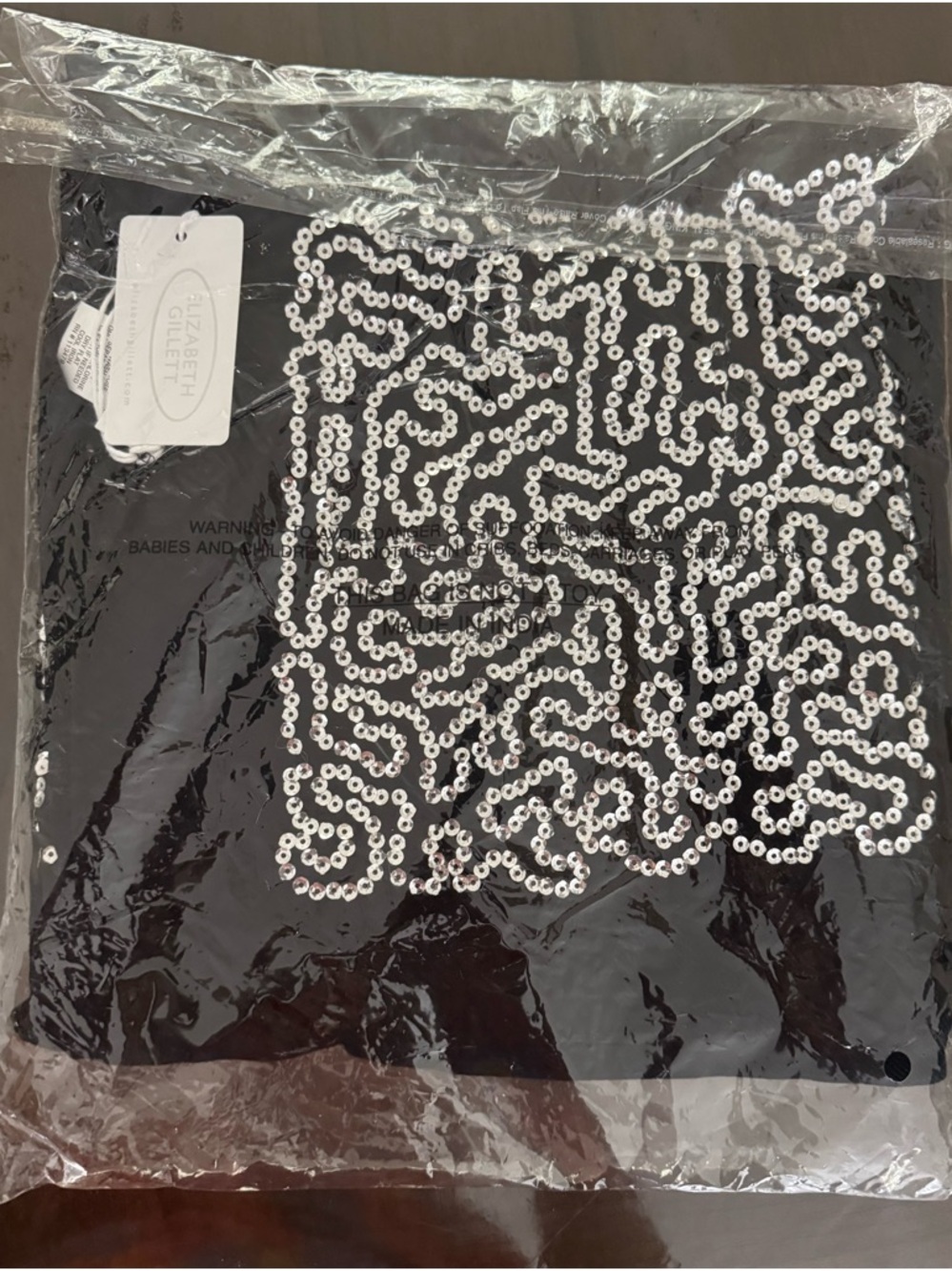 Elizabeth Gillett Black Viscose Silver sequins embroidered Shawl Scarf 70”x40” - Picture 10 of 11